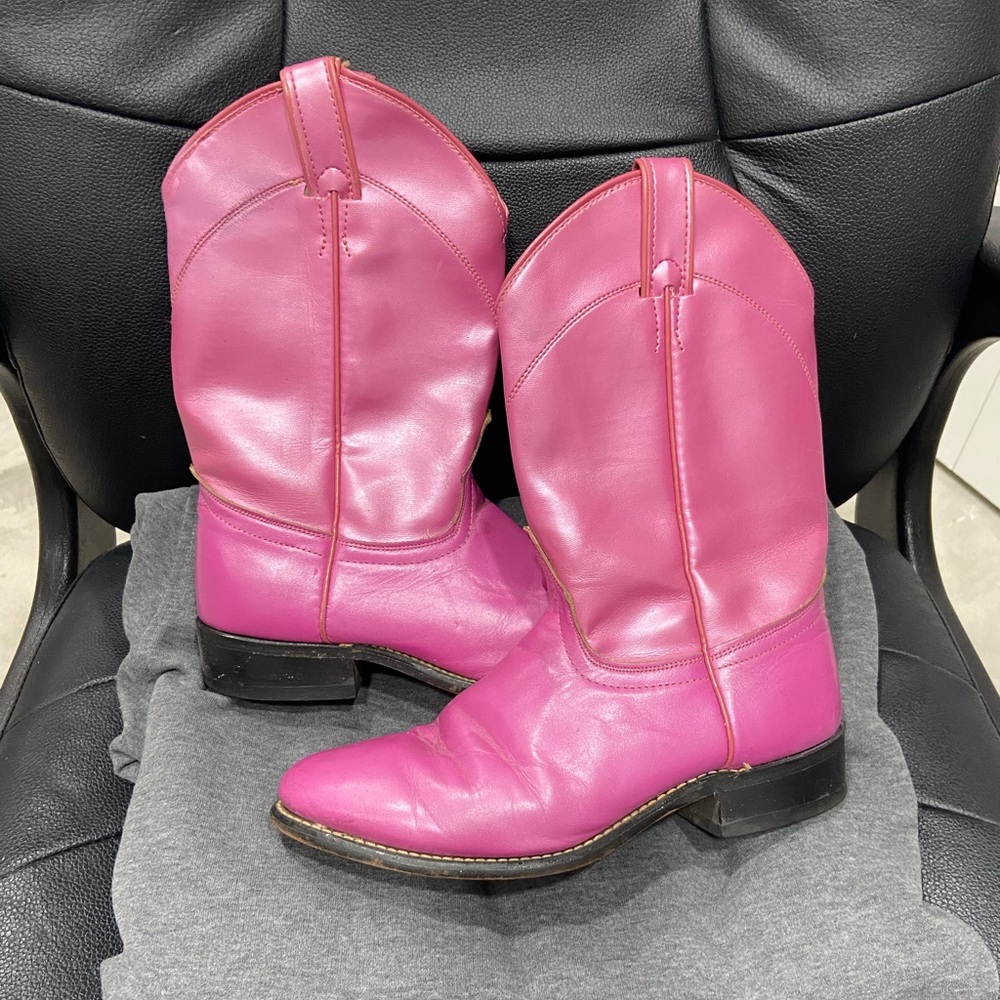 VTG Pink Leather LAREDO Womens Cowboy Boots Sz 8-1/2